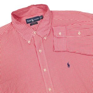 RALPH LAUREN Mens XL Red White Gingham Blake Long Sleeve Button Down Dress Shirt